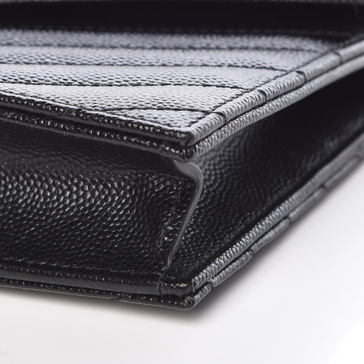 Saint Laurent Grain De Poudre Matelasse Chevron Monogram Envelope Chain Wallet Black 10 of 11