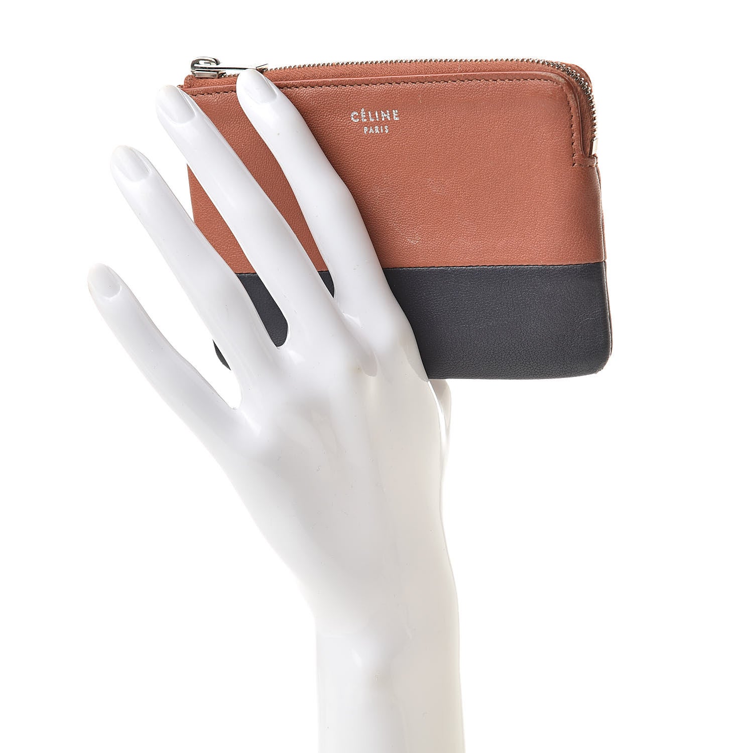 Celine Lambskin Bi-Color Solo Coin Card Case Terracotta Navy 2 of 11