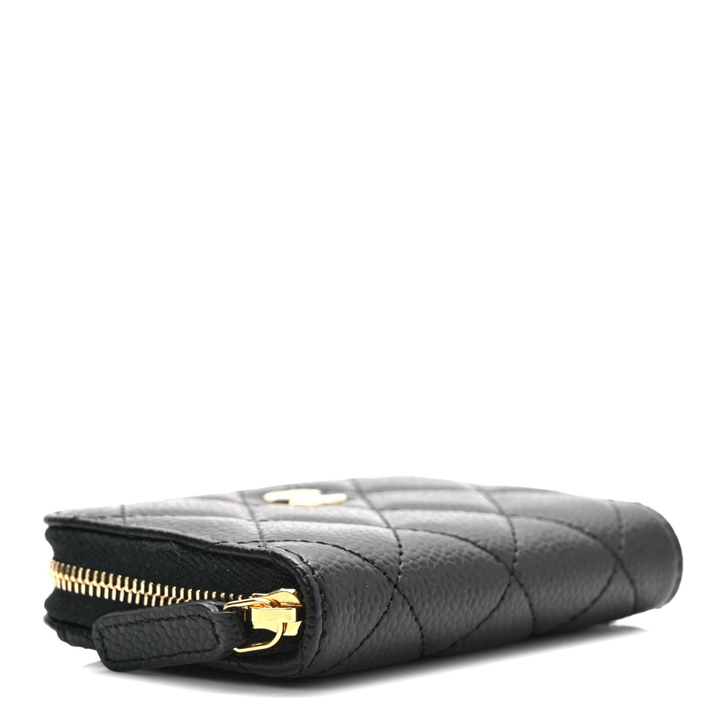 Caviar Quilted Classic Zipped Coin Purse Black