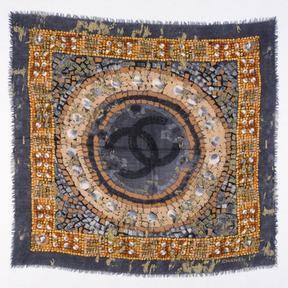 Chanel Cashmere Mosaic CC Logo Scarf 2 of 6