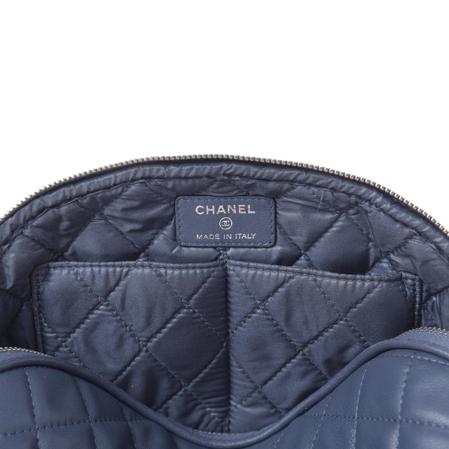 Chanel Lambskin Quilted Small Curvy Pouch Cosmetic Case Navy 6 of 9