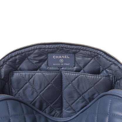 Chanel Lambskin Quilted Small Curvy Pouch Cosmetic Case Navy 6 of 9