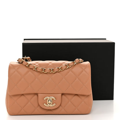 Chanel Lambskin Quilted Mini Rectangular Flap Dark Beige 10 of 10