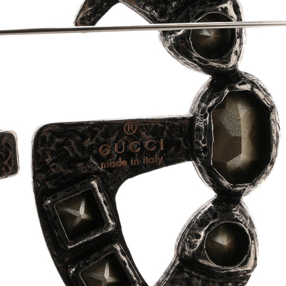Gucci Metal Crystal Double G Brooch Silver 3 of 3