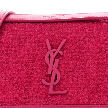 Saint Laurent Boucle Tweed Monogram Baby Niki Chain Satchel Pink 9 of 11
