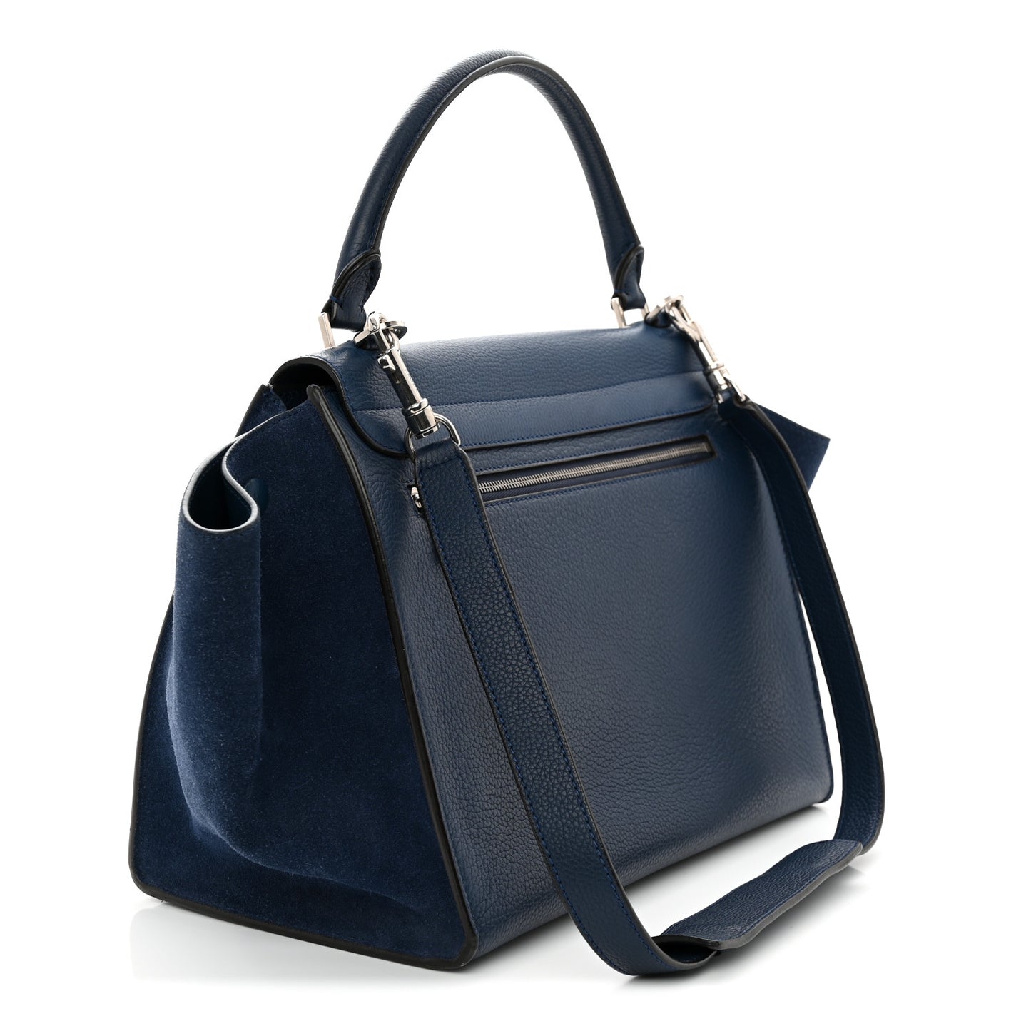 Drummed Calfskin Suede Small Trapeze Indigo