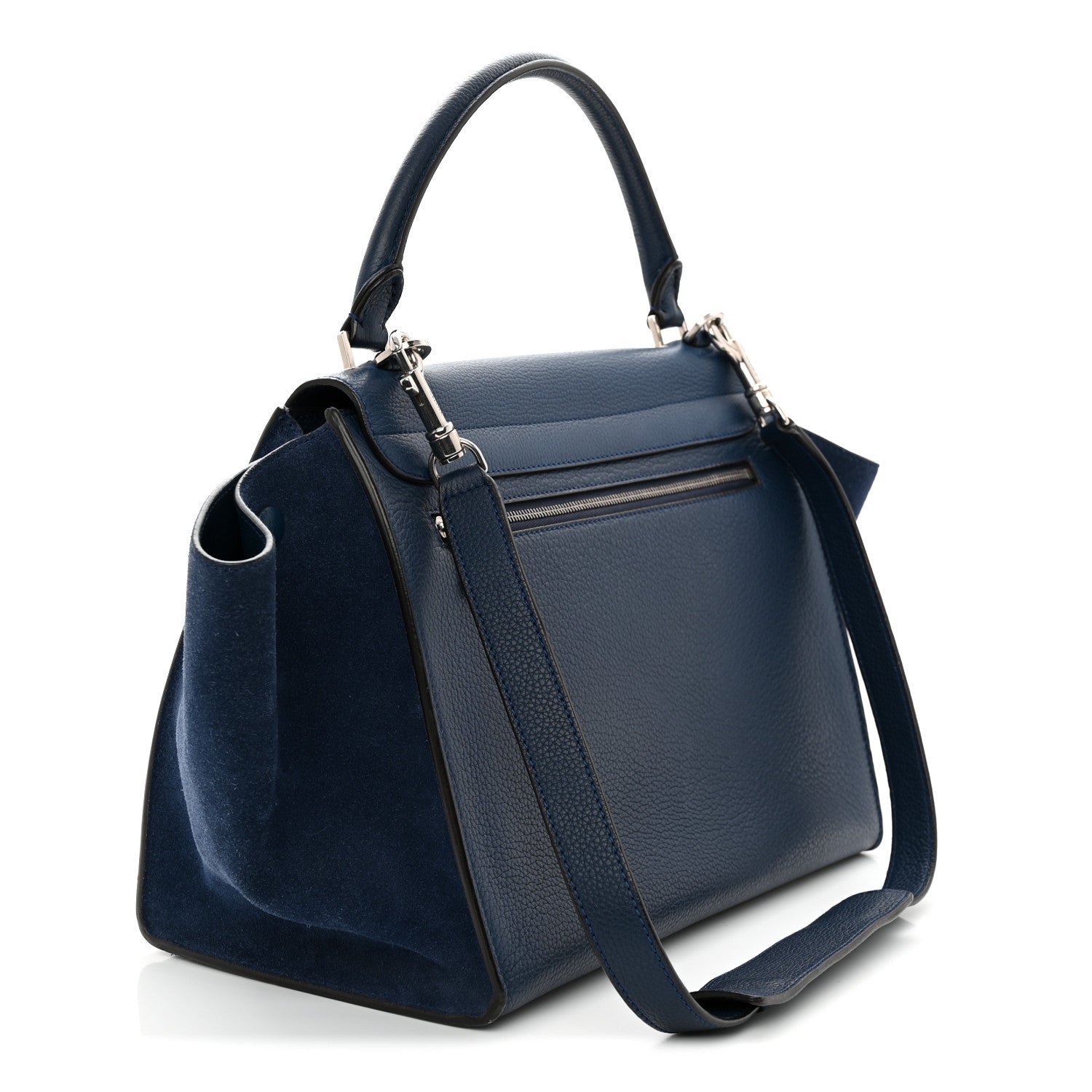 Celine Drummed Calfskin Suede Small Trapeze Indigo 3 of 10
