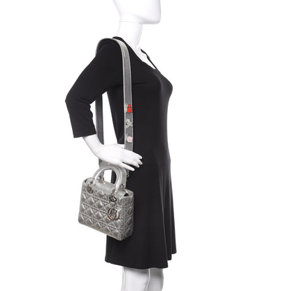 Christian Dior Metallic Grained Calfskin Cannage Small Lucky Badges My Lady Dior Silver 2 of 8