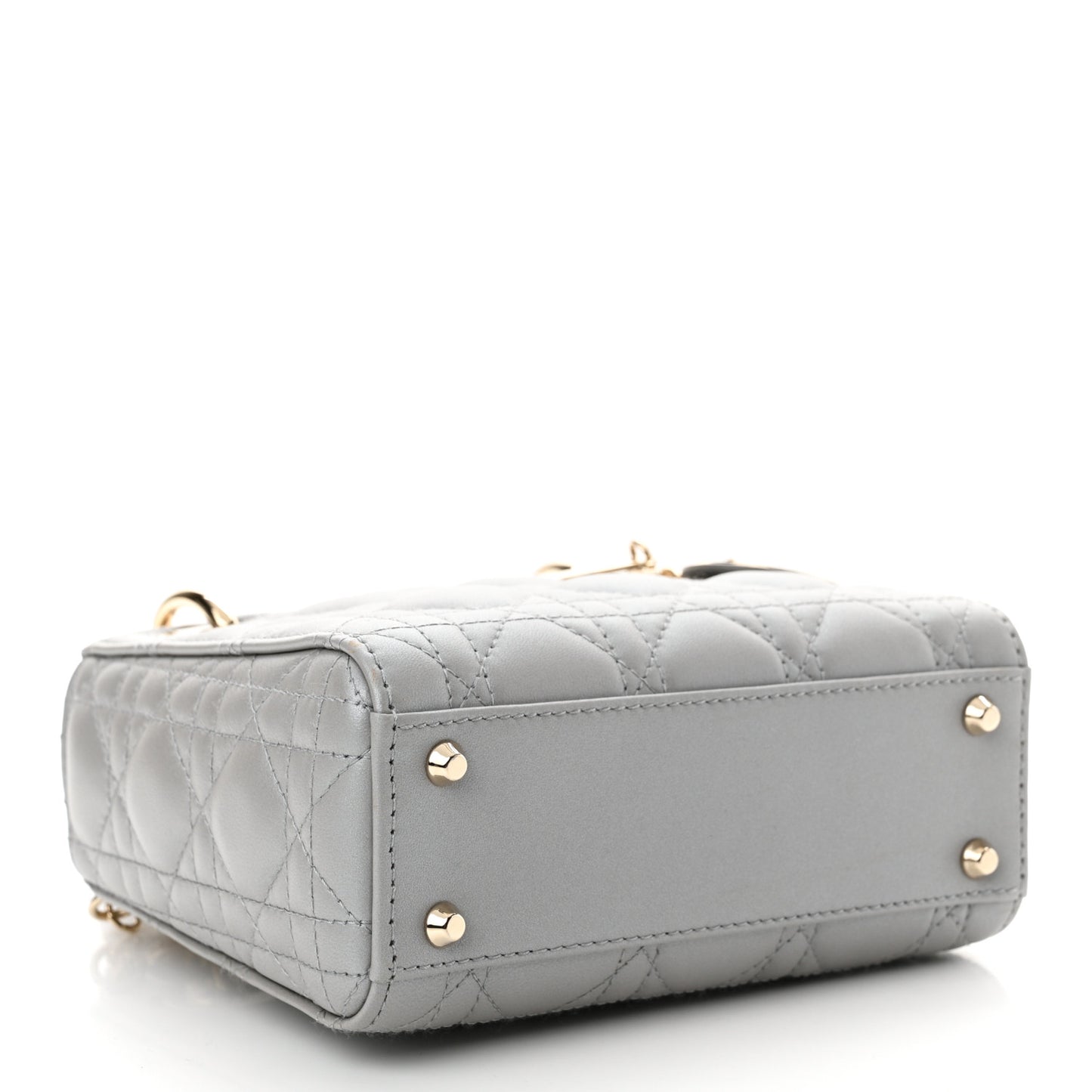 Lambskin Cannage Mini Lady Dior Gray Opaline