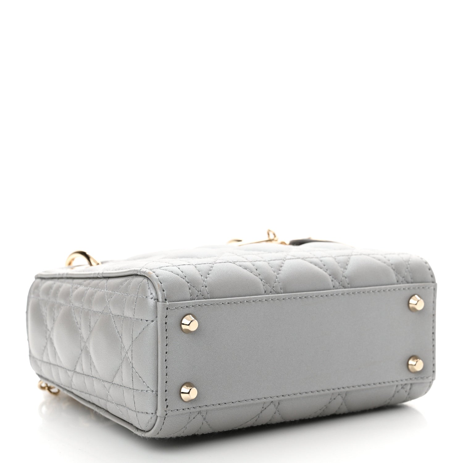 Christian Dior Lambskin Cannage Mini Lady Dior Gray Opaline 4 of 10