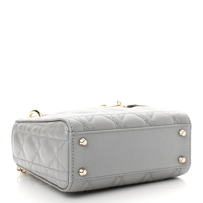 Christian Dior Lambskin Cannage Mini Lady Dior Gray Opaline 4 of 10
