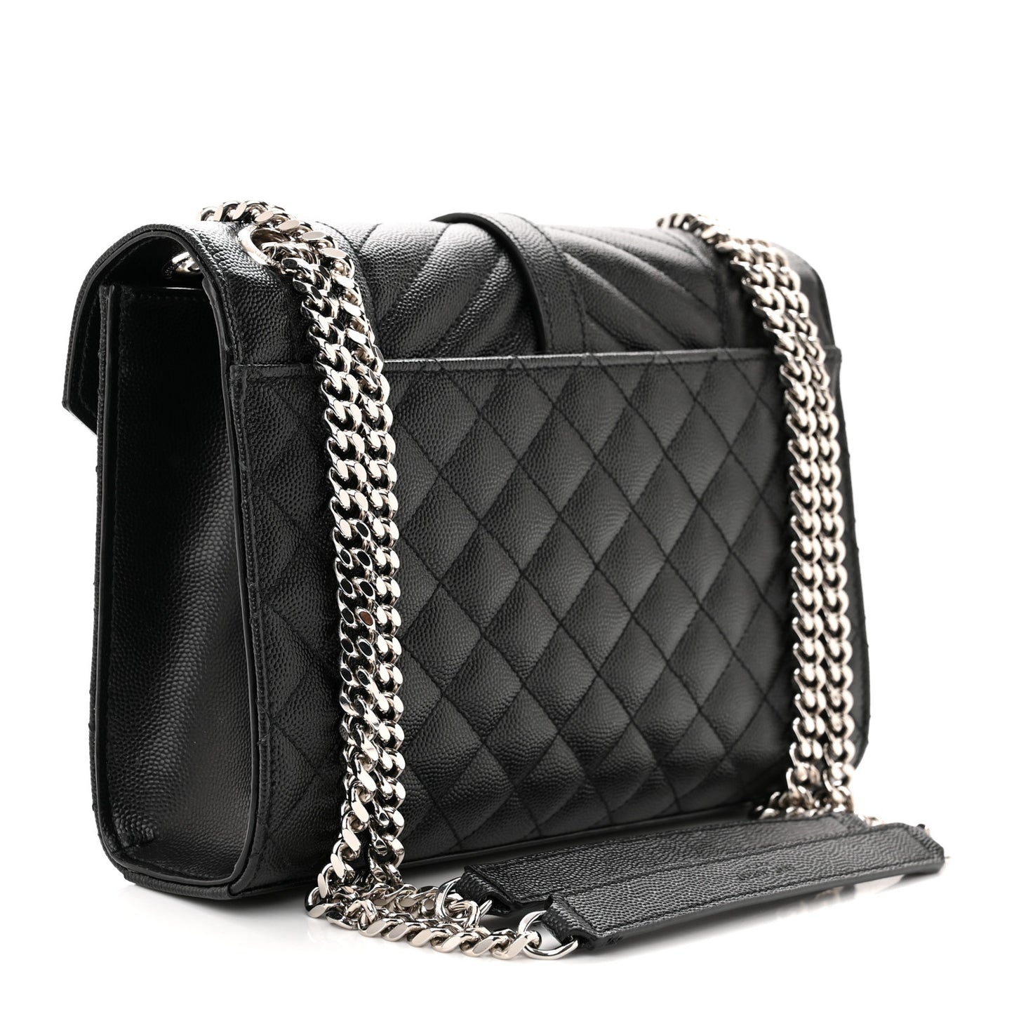 Grain De Poudre Textured Mixed Matelasse Triquilt Medium Monogram Satchel Black