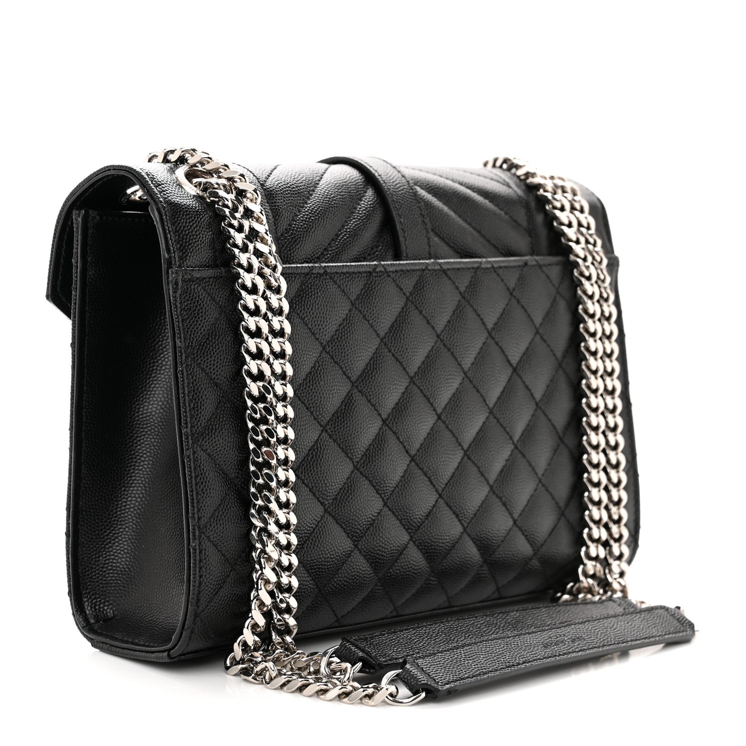 Saint Laurent Grain De Poudre Textured Mixed Matelasse Triquilt Medium Monogram Satchel Black 3 of 10