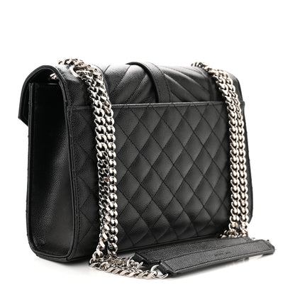 Saint Laurent Grain De Poudre Textured Mixed Matelasse Triquilt Medium Monogram Satchel Black 3 of 10