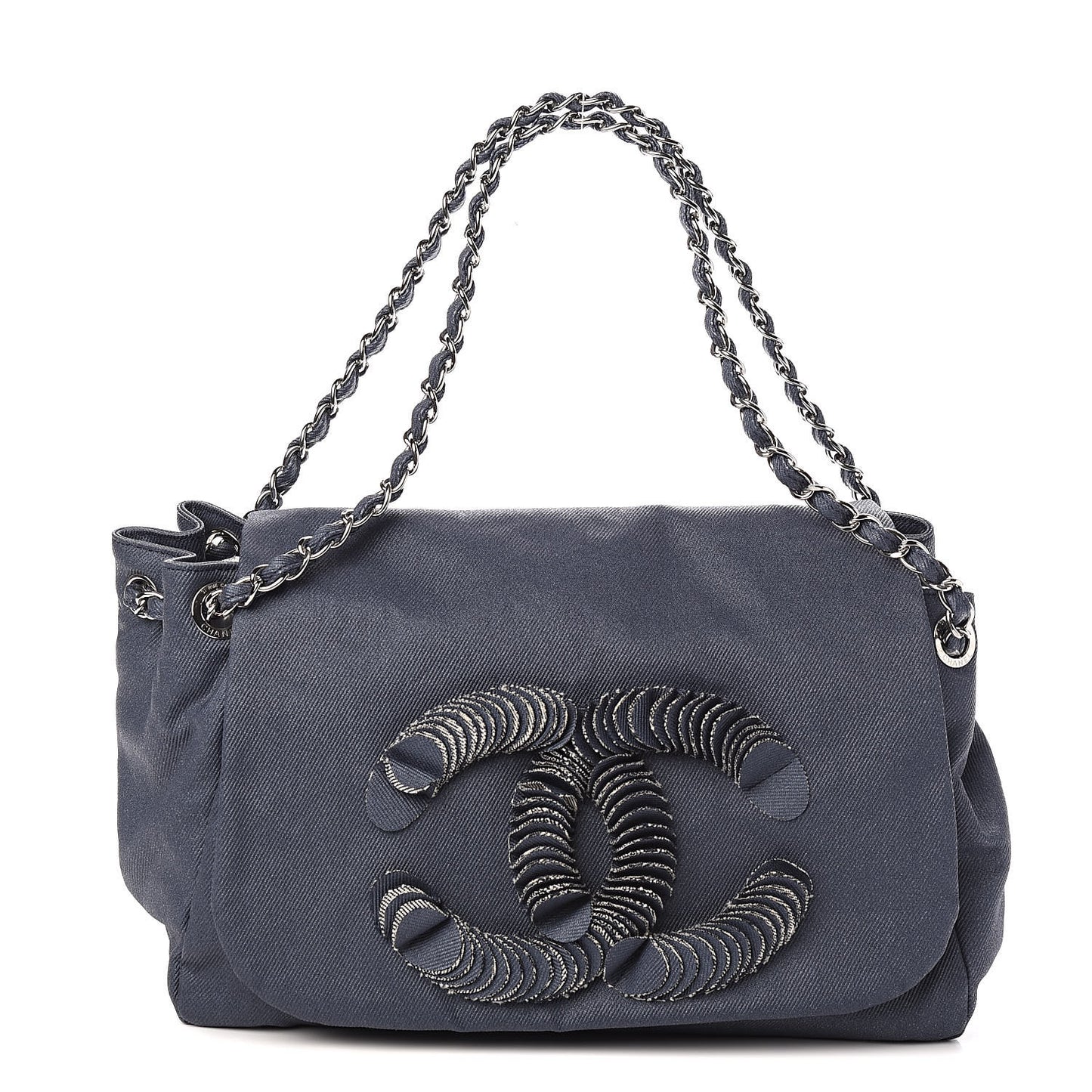 Denim CC Disc Accordion Flap Blue
