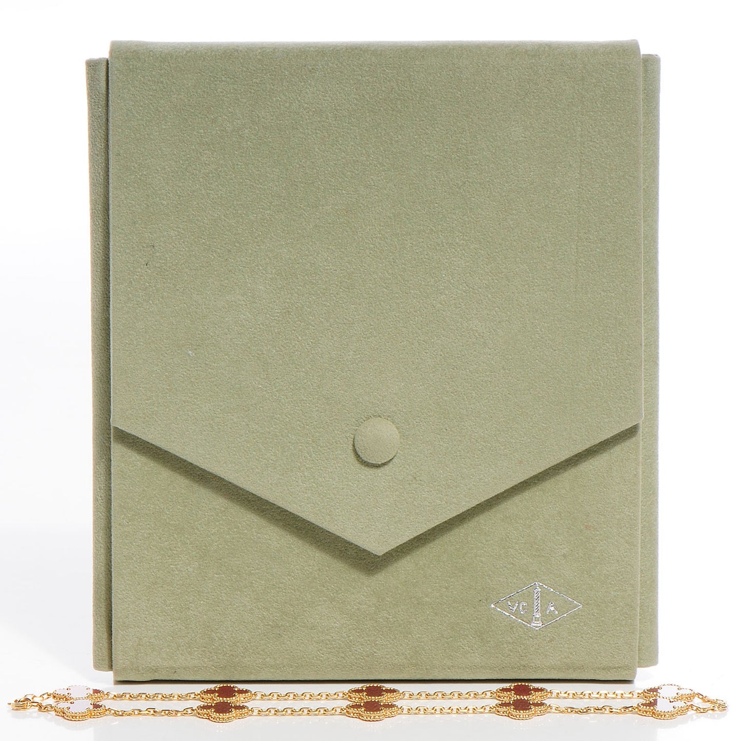 18K Yellow Gold Carnelian 10 Motifs Vintage Alhambra Necklace