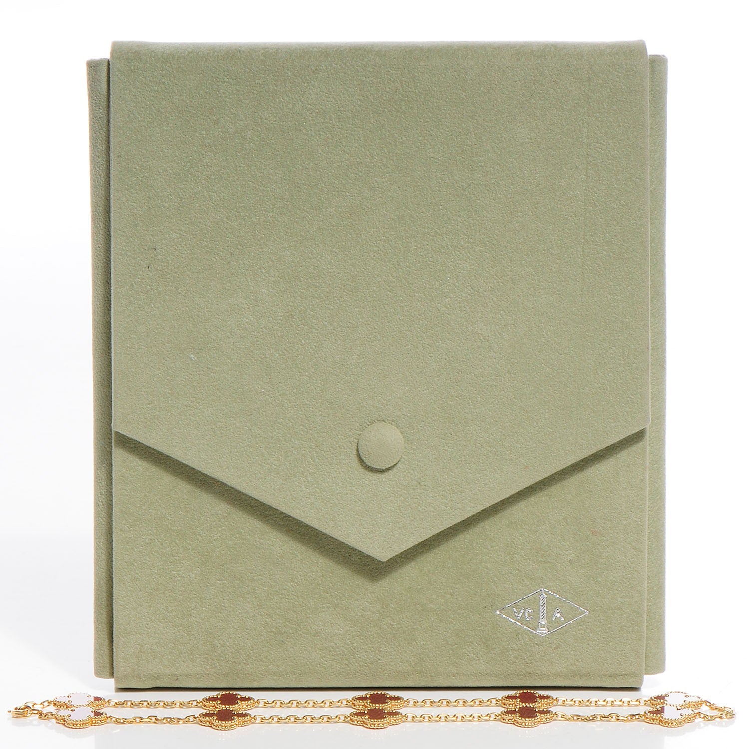 Van Cleef & Arpels 18K Yellow Gold Carnelian 10 Motifs Vintage Alhambra Necklace 5 of 5