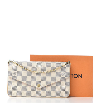 Louis Vuitton Damier Azur Pochette Felicie Chain Wallet Rose Ballerine 12 of 12