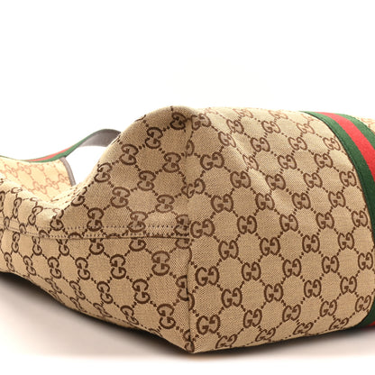Gucci GG Monogram Web Large Giglio Tote Beige Brown 9 of 10