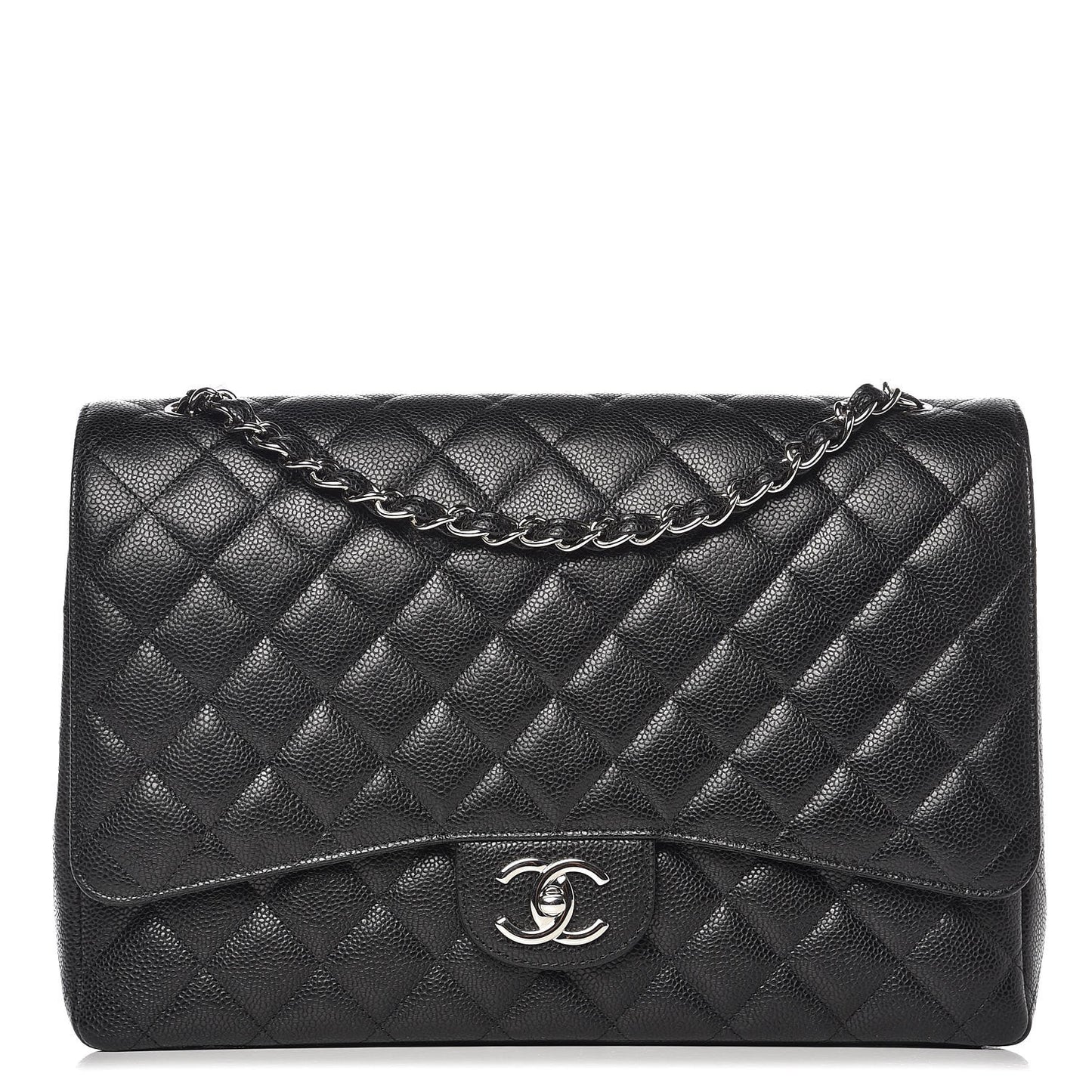 Caviar Quilted Maxi Double Flap Black