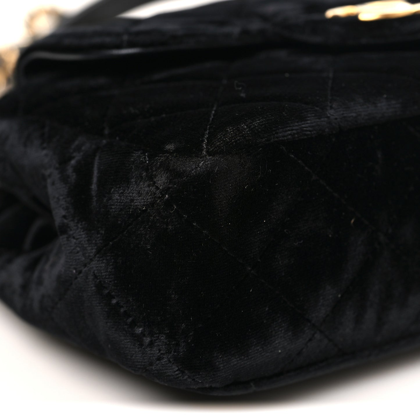 Velvet Quilted Small Wavy CC Hobo Black
