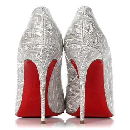 Christian Louboutin Patent Pigalle Follies 100 Pumps 40.5 White Silver 6 of 10