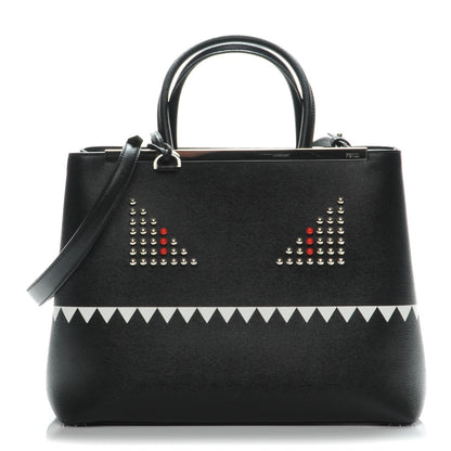 Fendi Vitello Elite Studded Monster Medium 2Jours Tote Black 5 of 8