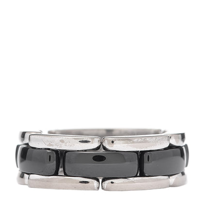 Chanel 18K White Gold Black Ceramic Medium Ultra Ring 51 5.75 1 of 4