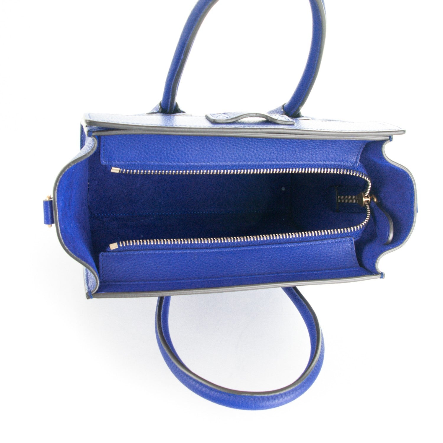 Celine Drummed Calfskin Nano Luggage Indigo 6 of 9