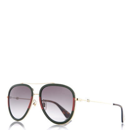 Gucci Web Aviator Sunglasses GG0062S Green Red 1 of 7