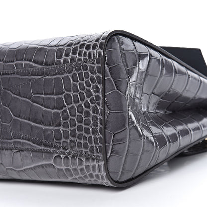 Givenchy Calfskin Crocodile Embossed Small Mystic Shoulder Bag Storm Grey 9 of 9