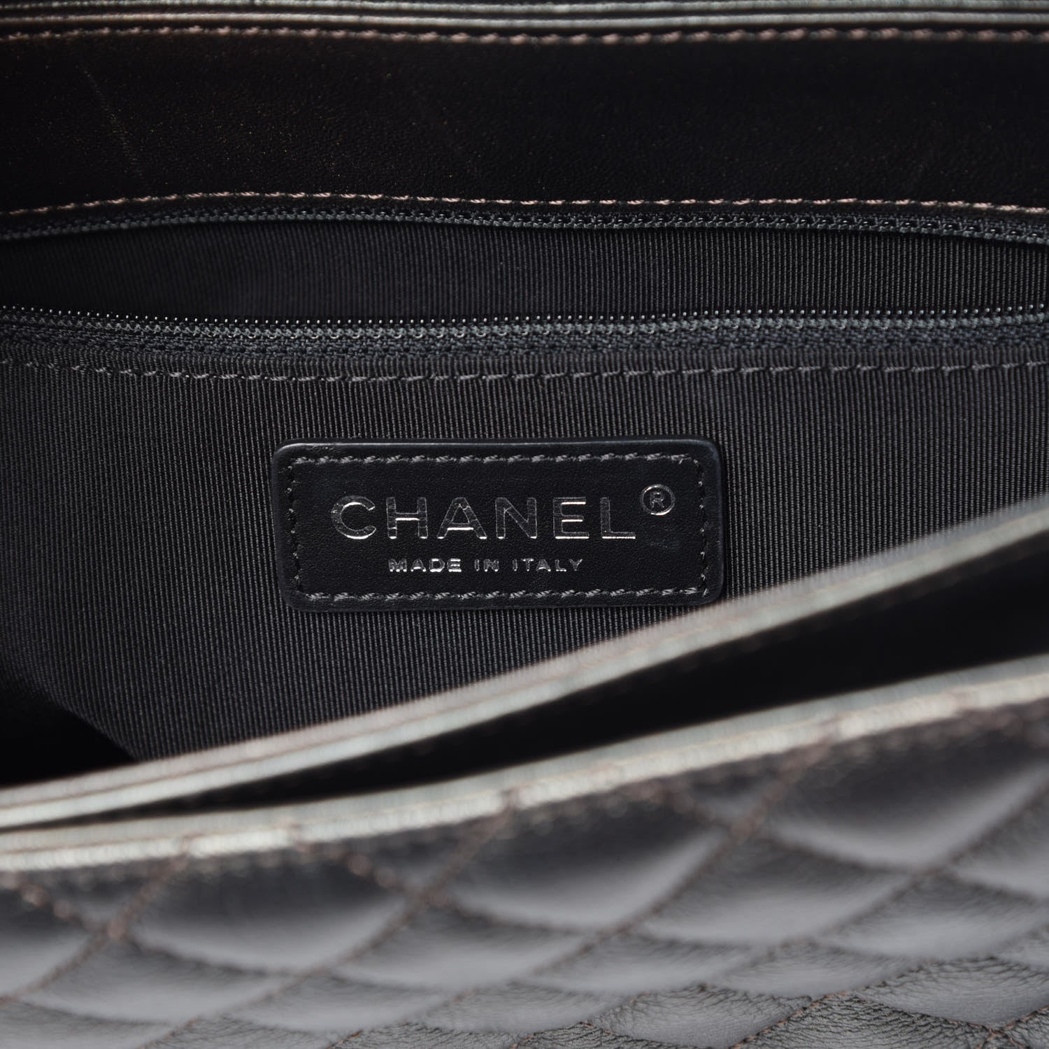 Chanel Metallic Goatskin Quilted Medium Rock In Rome Flap Charcoal 6 of 13