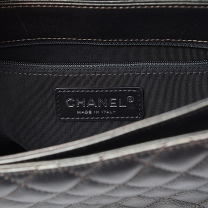 Chanel Metallic Goatskin Quilted Medium Rock In Rome Flap Charcoal 6 of 13
