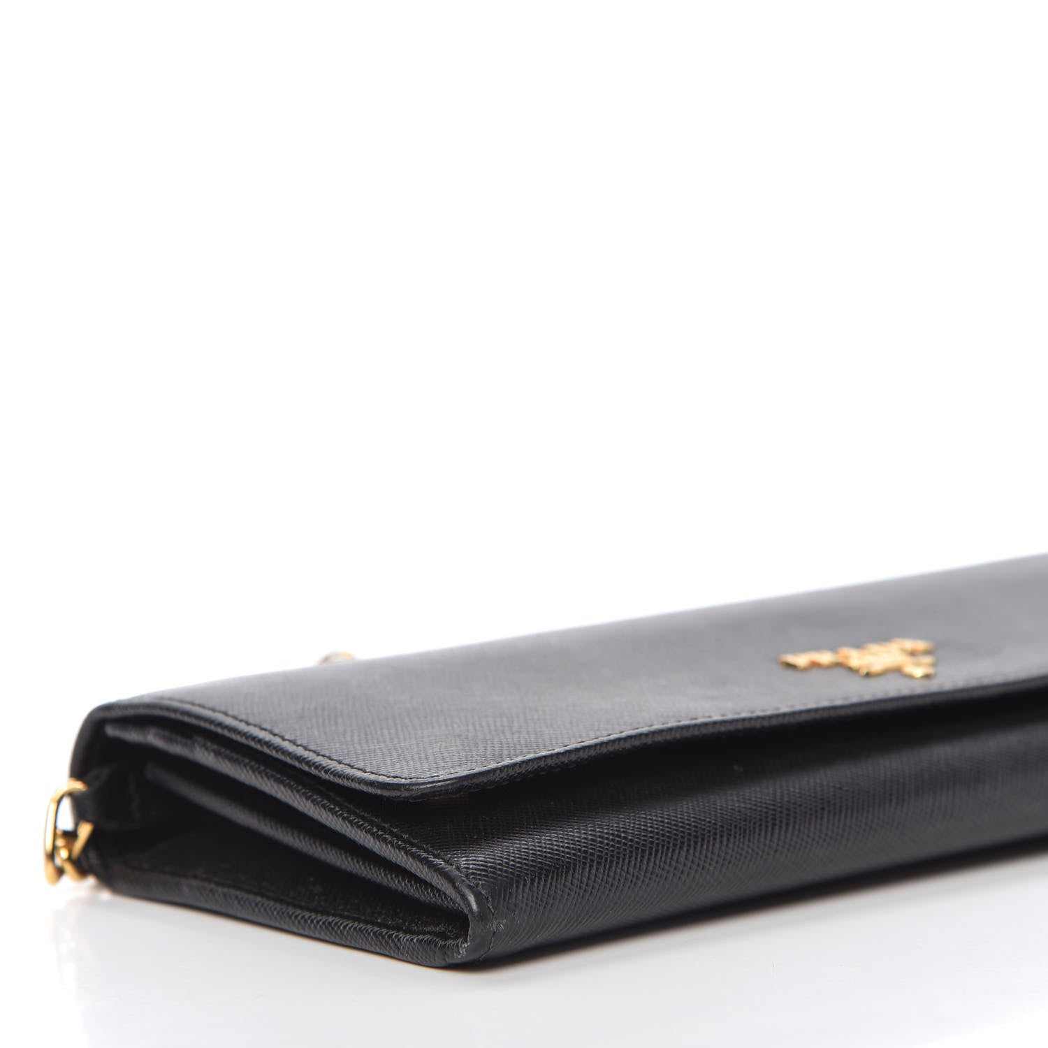 Prada Saffiano Metal Oro Chain Wallet Black 6 of 10
