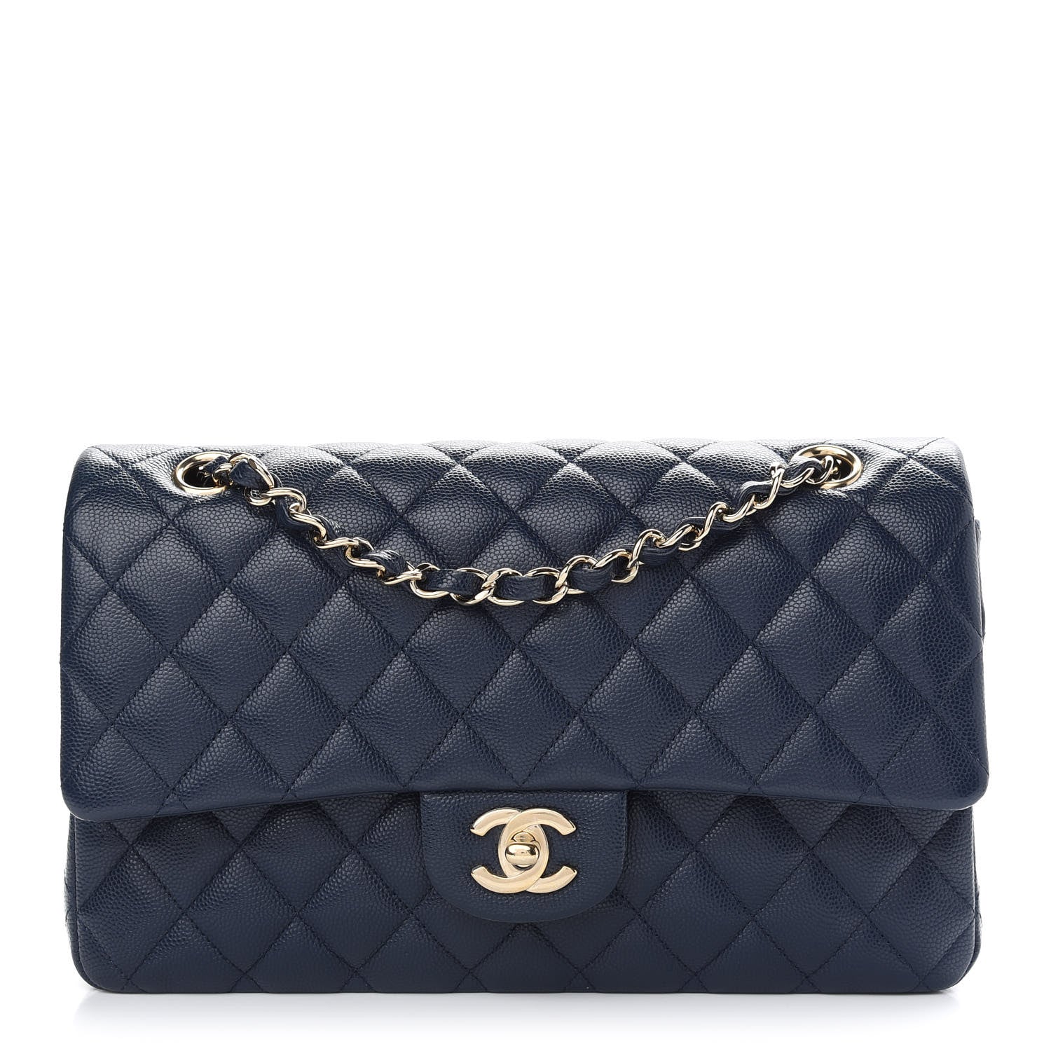 Chanel Caviar Quilted Medium Double Flap Navy 1 of 10