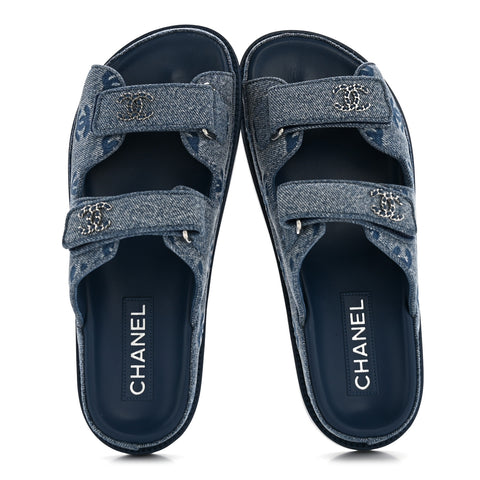 Denim CC Velcro Dad Chain CC Slide Sandals 39 Blue