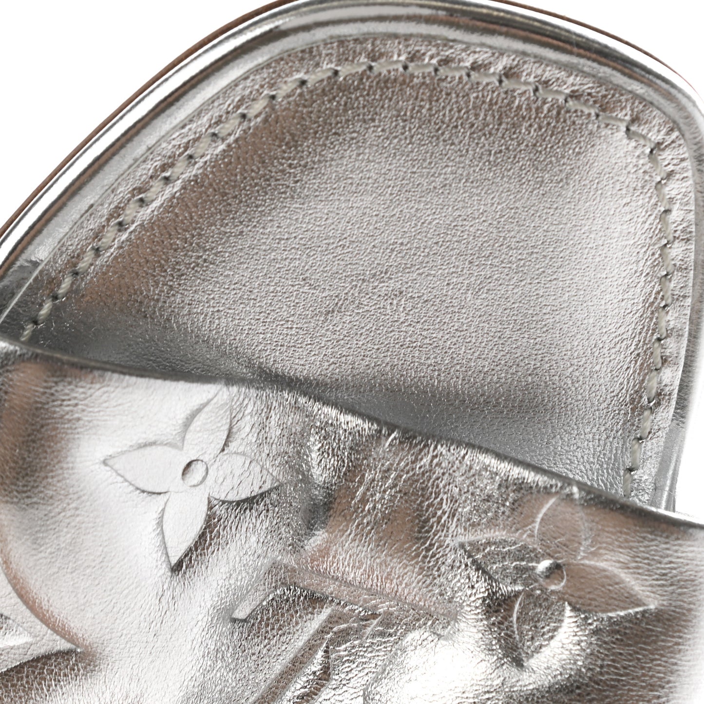 Metallic Lambskin Embossed Monogram Revival Flat Mules 35 Silver