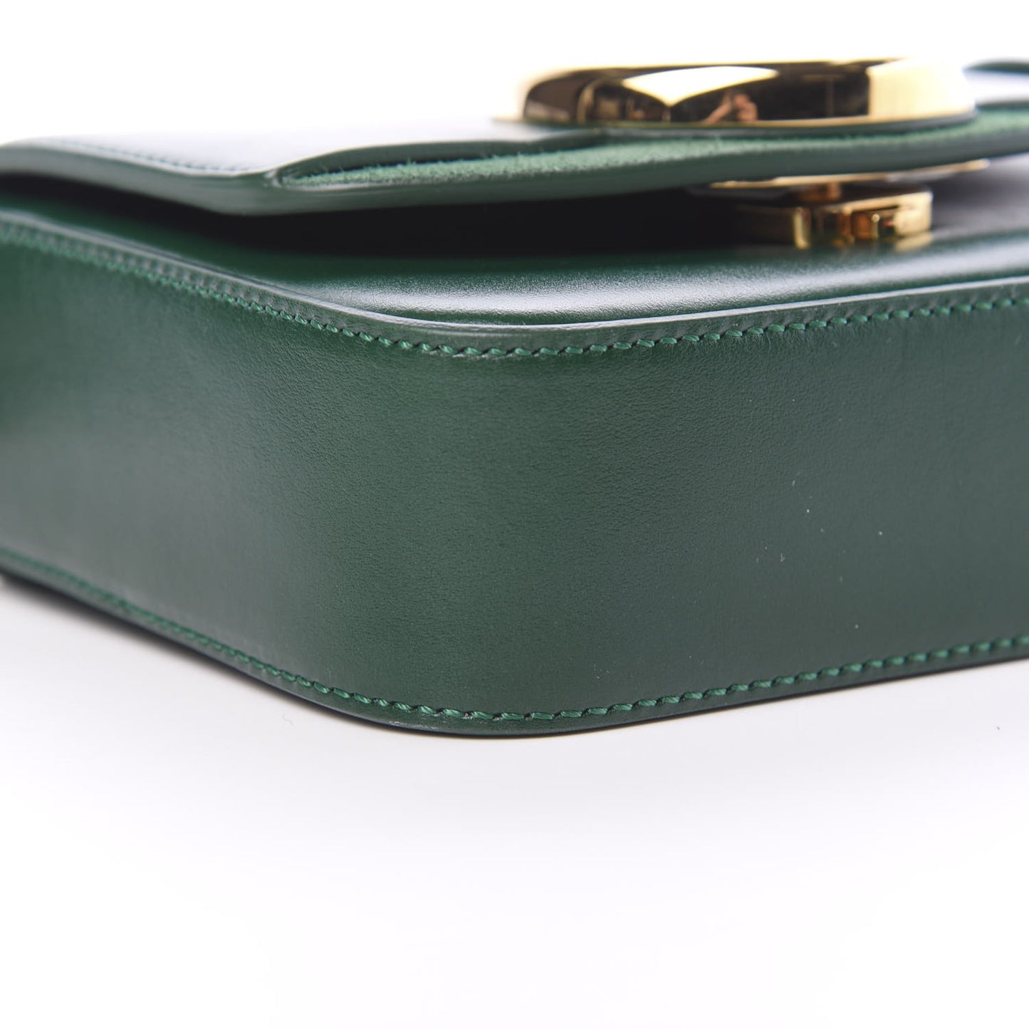 Shiny Calfskin Suede Mini C Double Carry Green