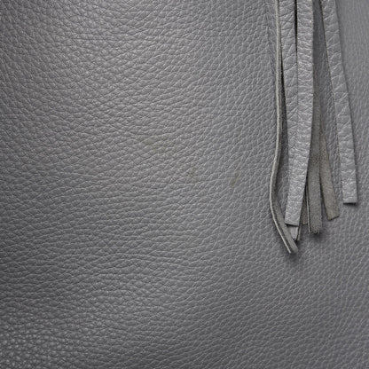 Valentino Garavani Grained Calfskin C-Rockee Fringe Tote Grey 8 of 8