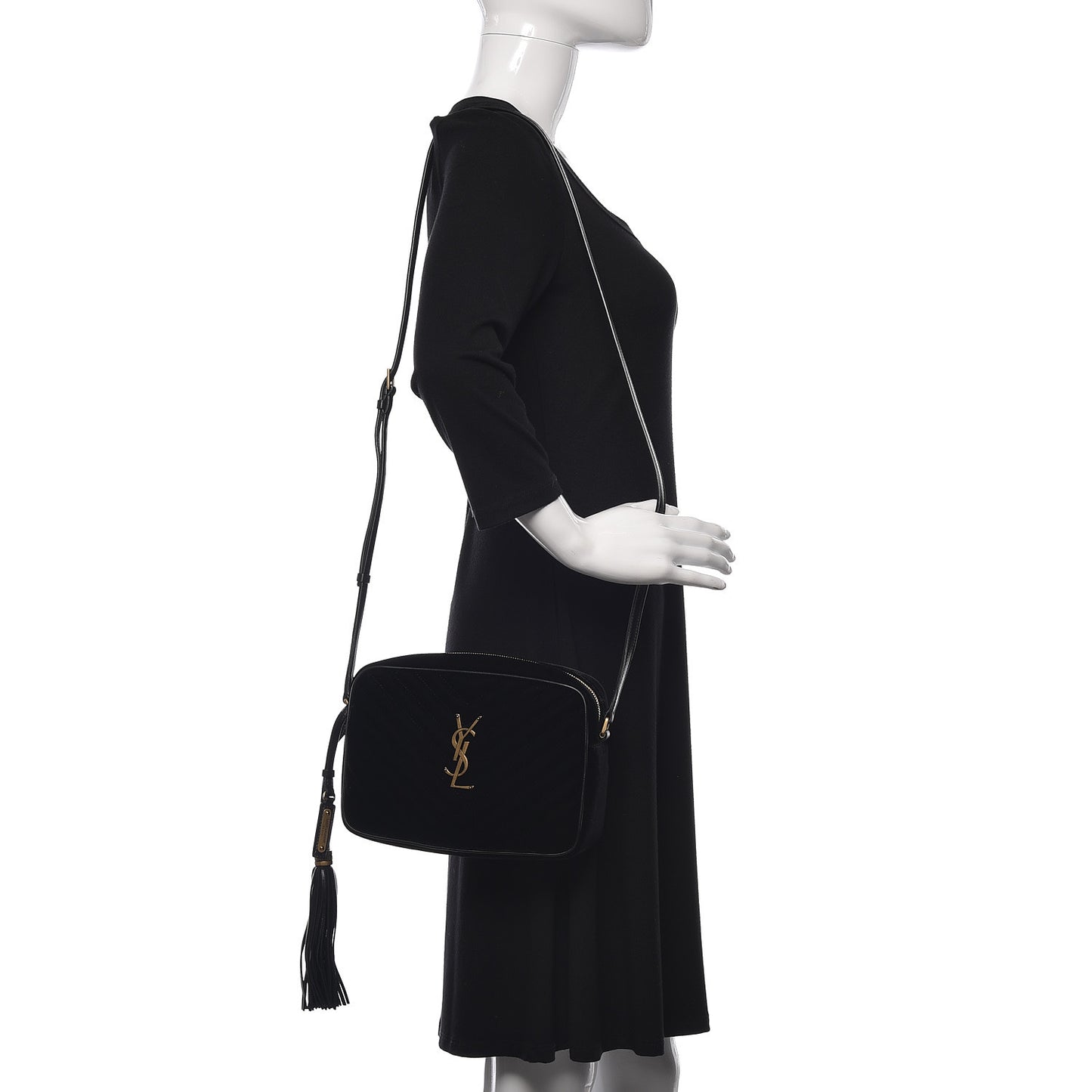 Velvet Matelasse Monogram Lou Camera Bag Black