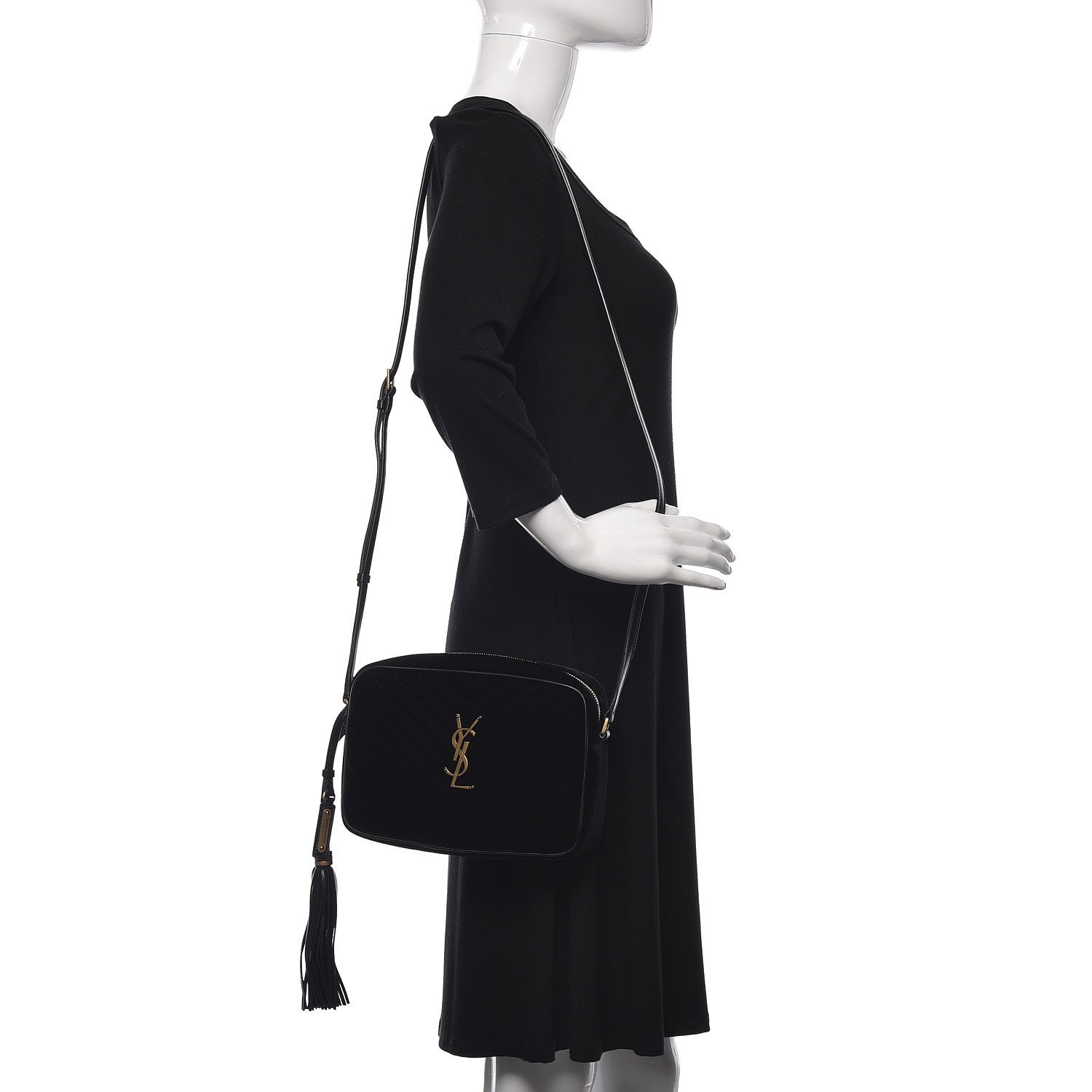 Saint Laurent Velvet Matelasse Monogram Lou Camera Bag Black 2 of 10