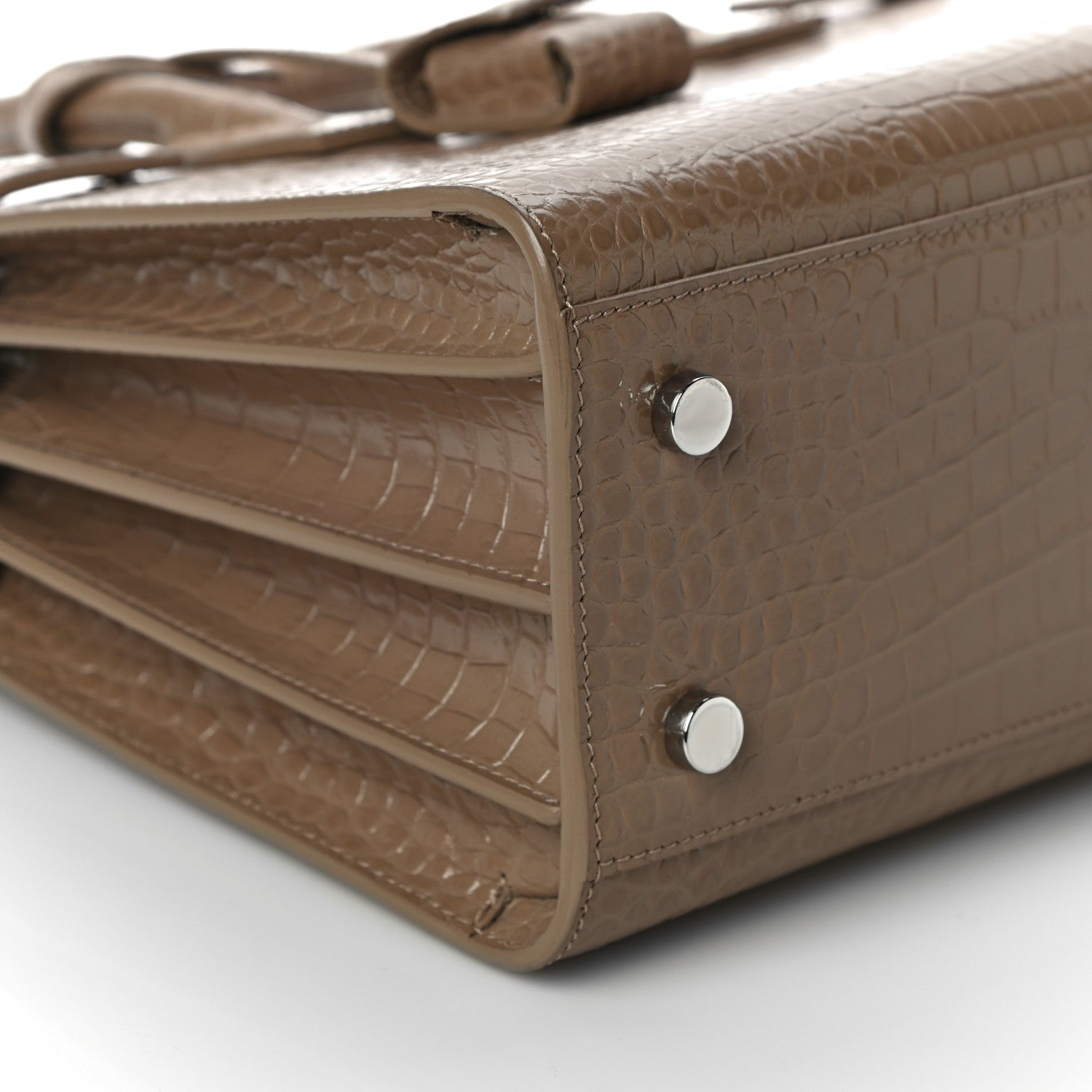 Saint Laurent Calfskin Crocodile Embossed Baby Sac De Jour Brown 7 of 9