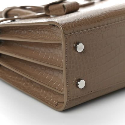 Saint Laurent Calfskin Crocodile Embossed Baby Sac De Jour Brown 7 of 9