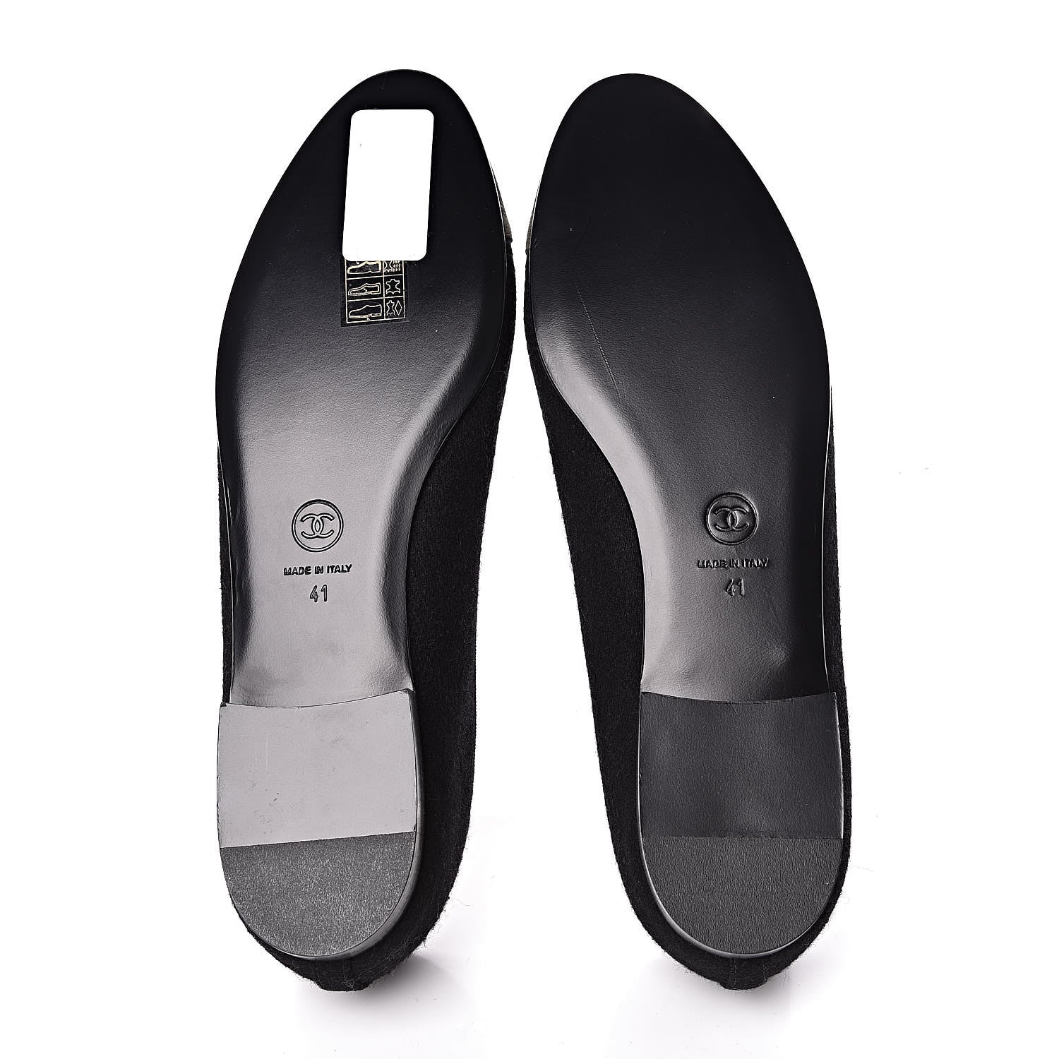 Chanel Fabric Suede Cap Toe CC Ballerina Flats 41 Black Dark Khaki 5 of 11