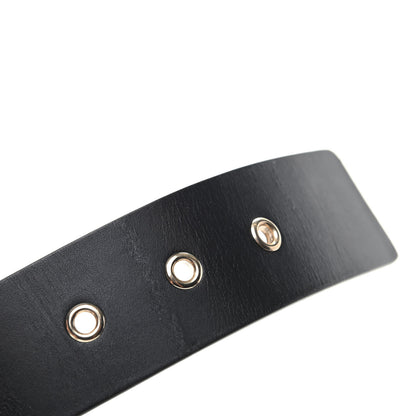 Chanel Calfskin Cross Stitch Grommet Belt 80 32 Black 5 of 5