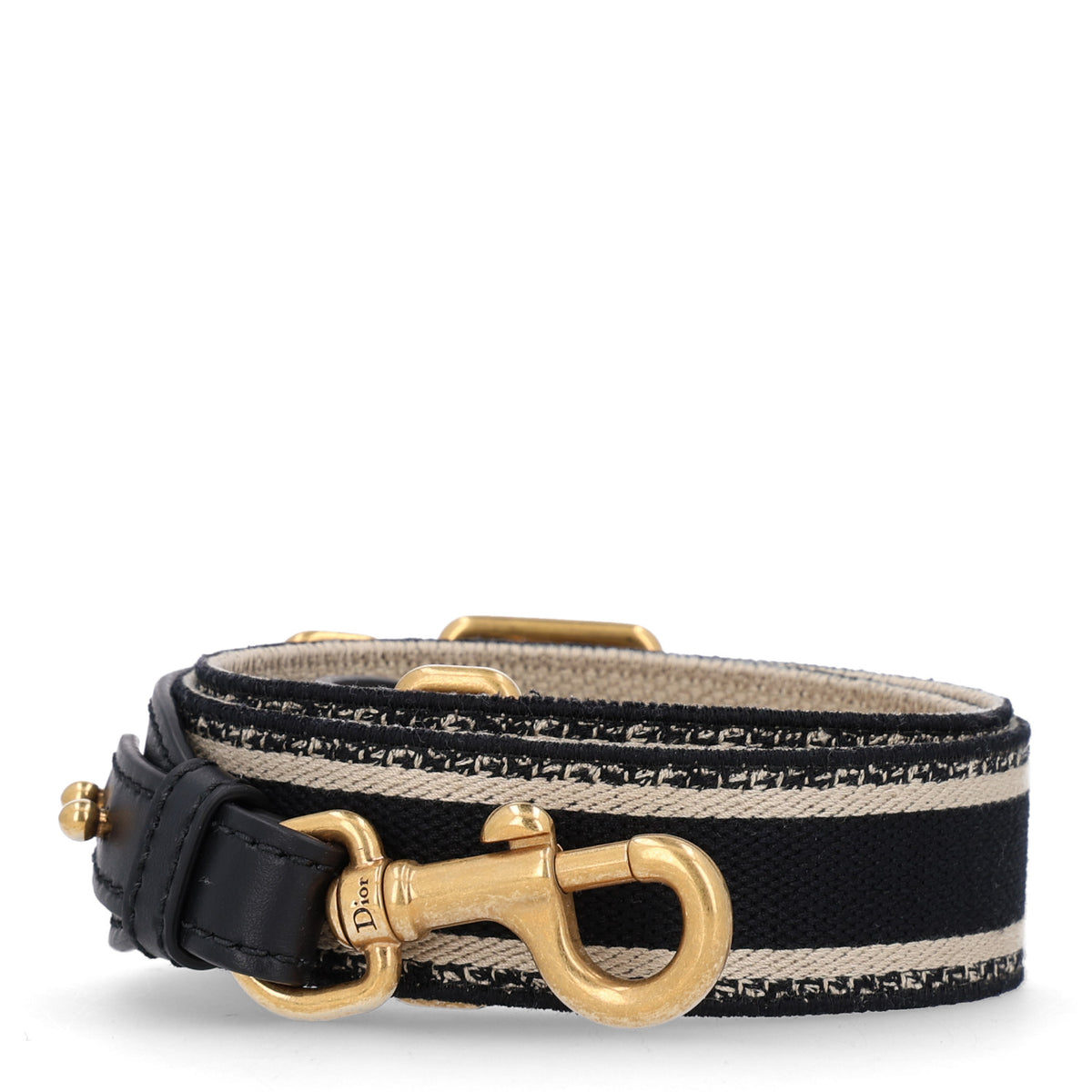 Canvas Embroidered Adjustable Shoulder Strap Black