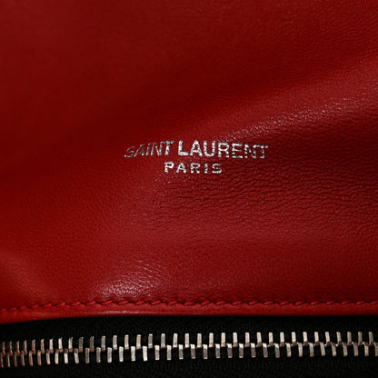 Saint Laurent Lambskin Quilted Medium Loulou Puffer Monogram Chain Satchel Red 7 of 11