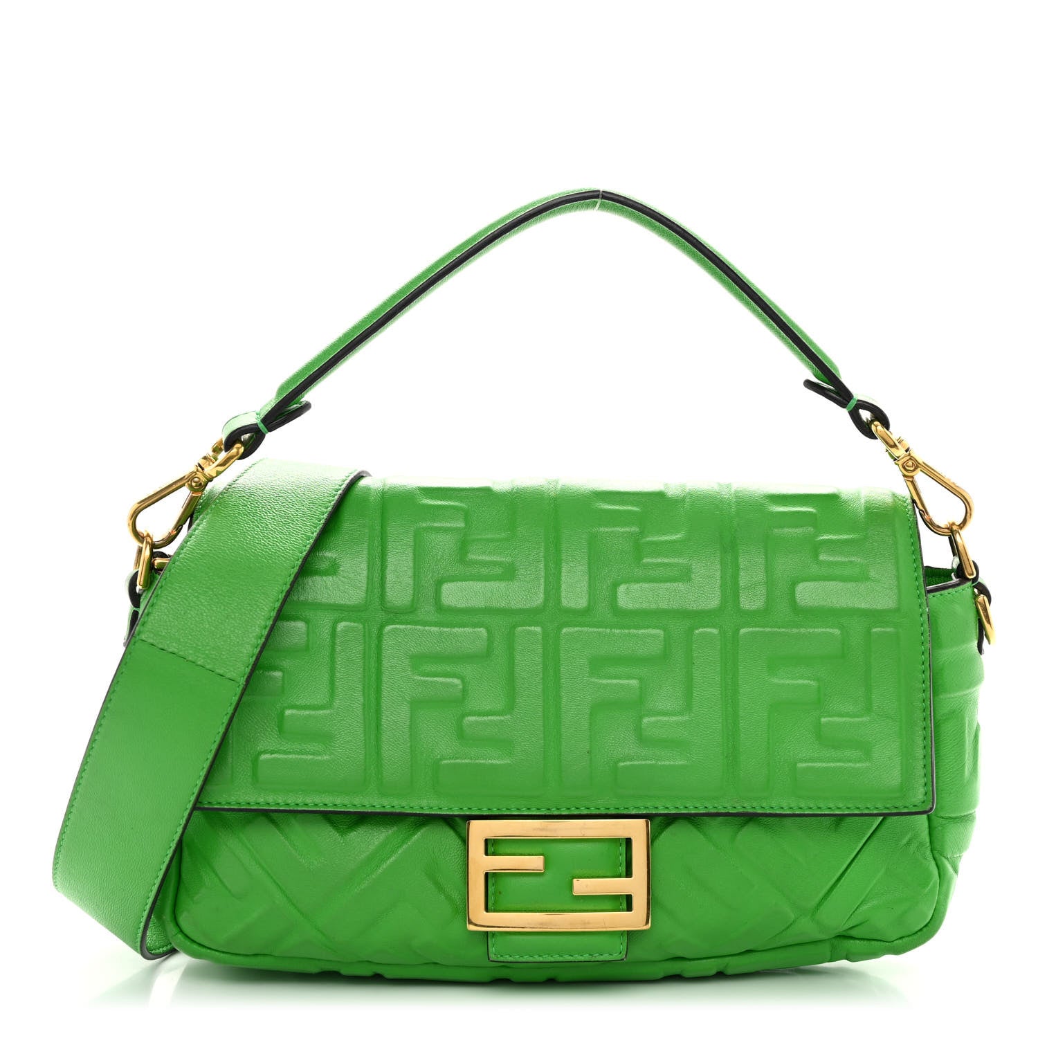 Fendi Nappa FF 1974 Embossed Baguette Tomatillo 1 of 10