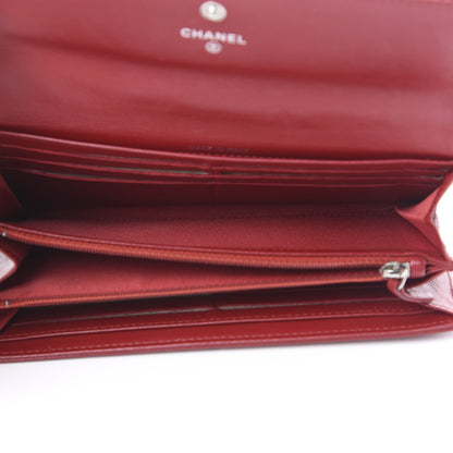 Chanel Lambskin Camellia Embossed Flap Wallet Red 4 of 17