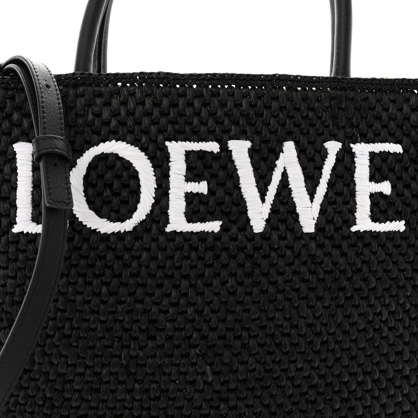 Raffia Calfskin Standard A4 Tote Bag Black